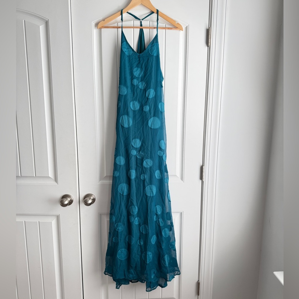 Serendipity Teal Polka Dot Maxi Dress